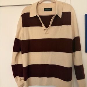 Banana Republic Cream and Burgundy Sweater